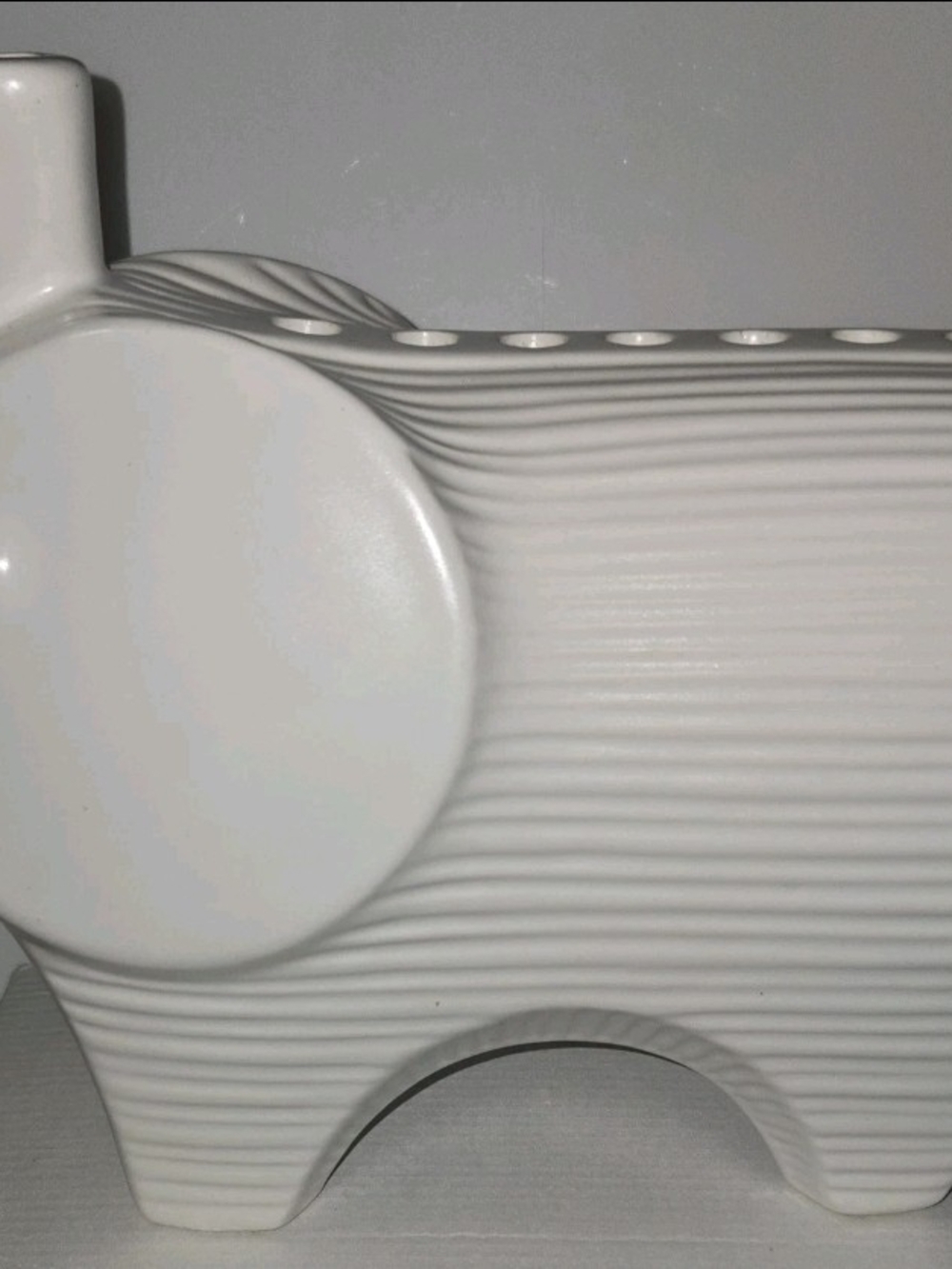 Jonathan Adler Stoneware Elephant Menorah Candle Holder White Glaze Finish